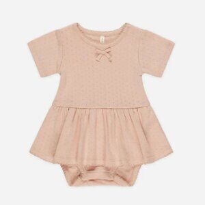 Pointelle Skirted Bodysuit Quincy Mae, Size 2-3